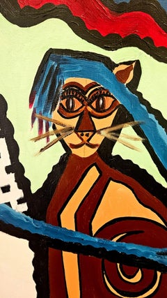 Ramon Poch  La joven y el gatoor Original-Acrylgemälde