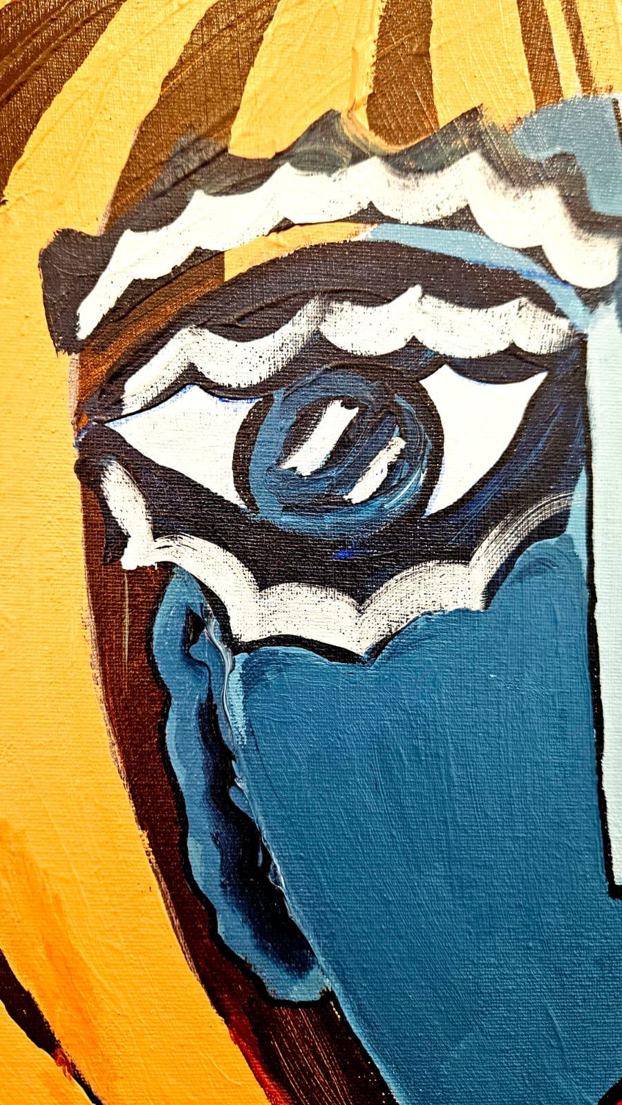 Ramon Poch  La joven y el gatoor Original-Acrylgemälde im Angebot 3