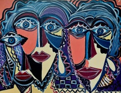 Ramon Poch ritratto Cuatro 167 pittura acrilica incorniciata 90x115 cm