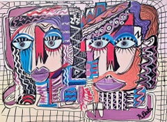 Ramon Poch ritratto dos 165 pittura acrilica incorniciata 90x115 cm