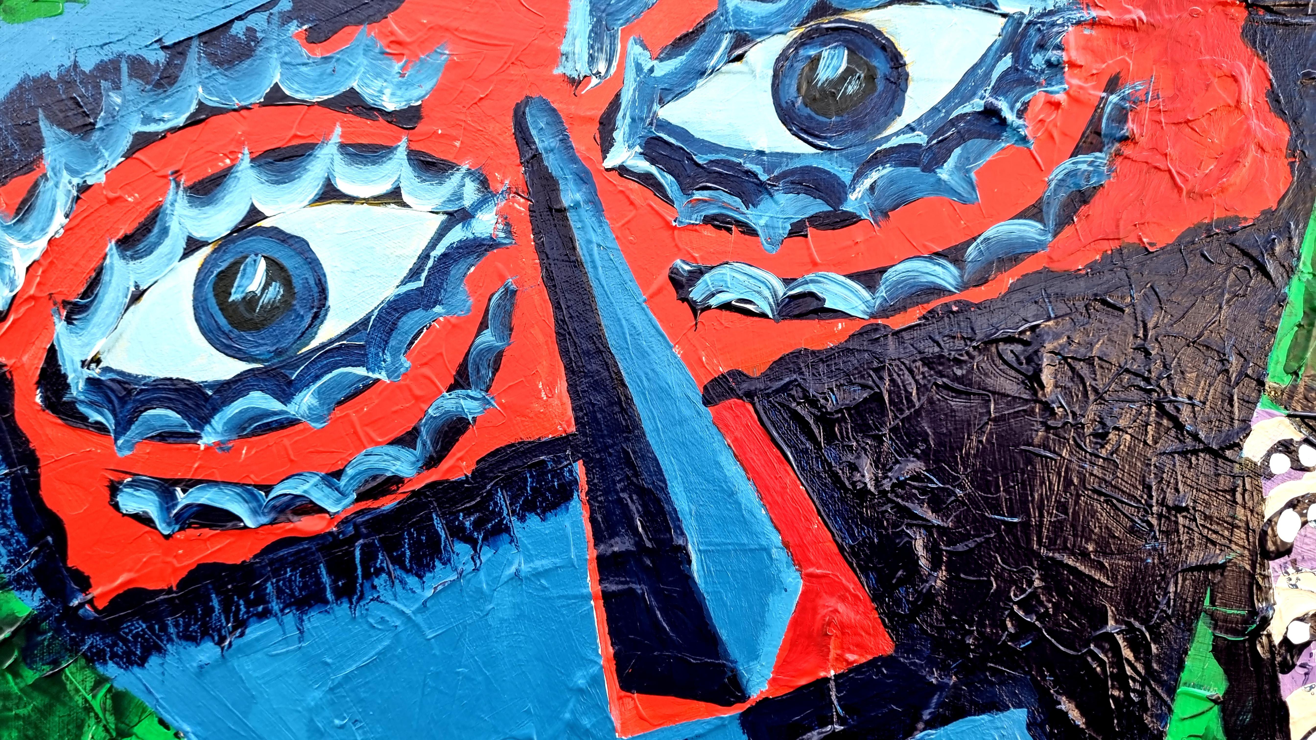 Ramon Poch    Vertical 111 mujer en azul   pintura acrílica en venta 4
