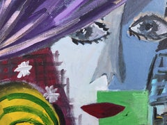 Ramon Poch  Yellow Eyes  Blue  acrylic painting