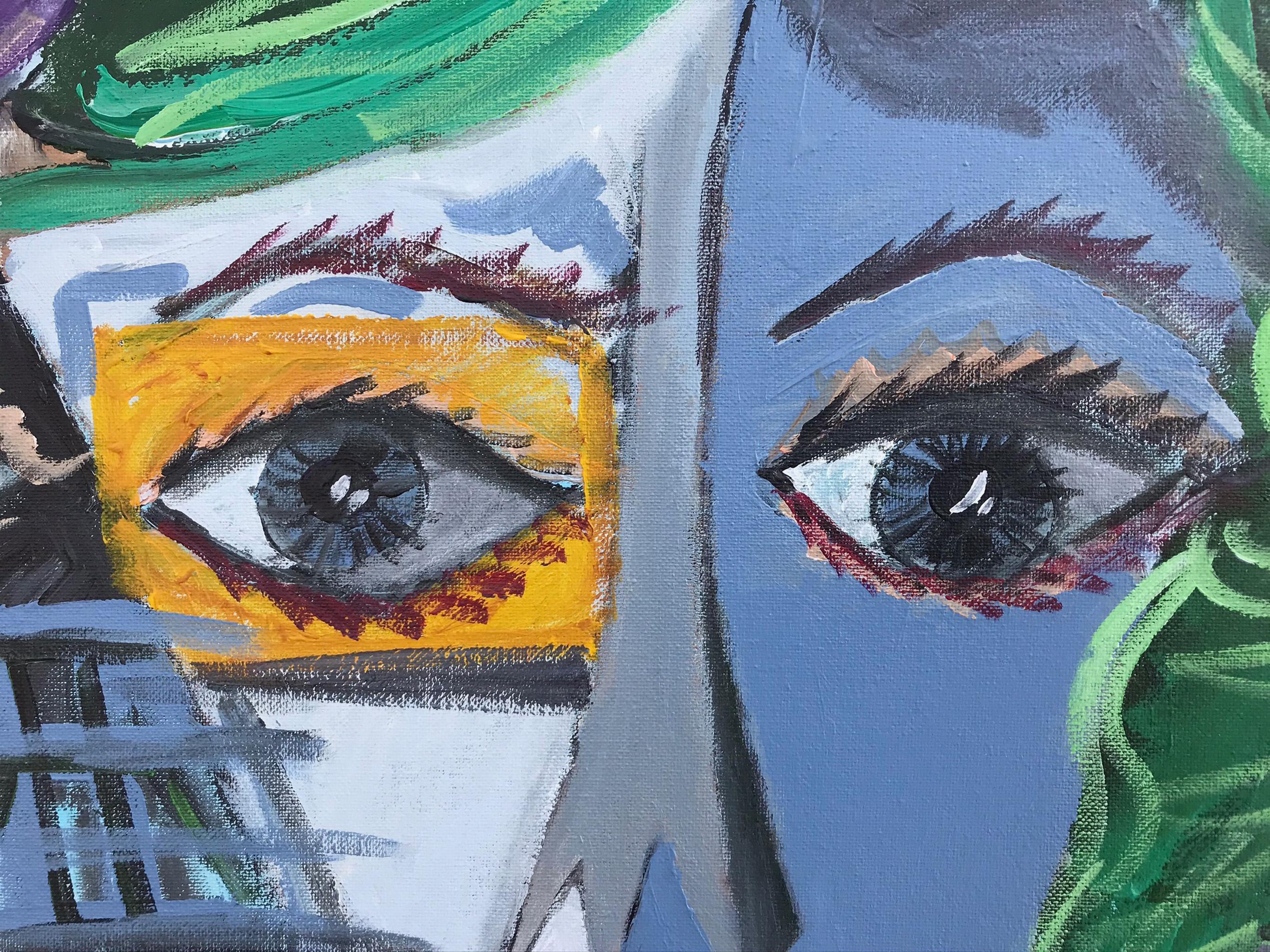 Ramon Poch  Ojos amarillos  Azul  pintura acrílica en venta 2