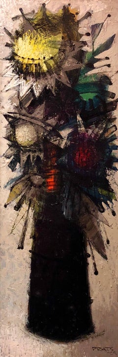 Abstract Expressionist Latin American Oil Painting Flowers