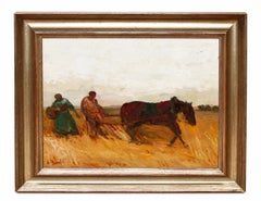 Labrando la tierra - Óleo sobre tela - Firmado y enmarcado - 1981