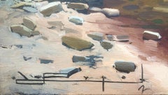 Landschaft mit Fluss, Öl auf Leinwand, Gemälde Spanien