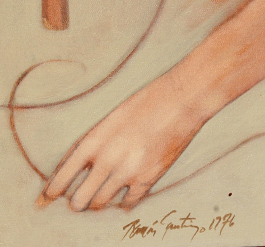 Cynthia I, Pintura al óleo surrealista sobre lienzo de Ramon Santiago - Painting de Ramone Santiago