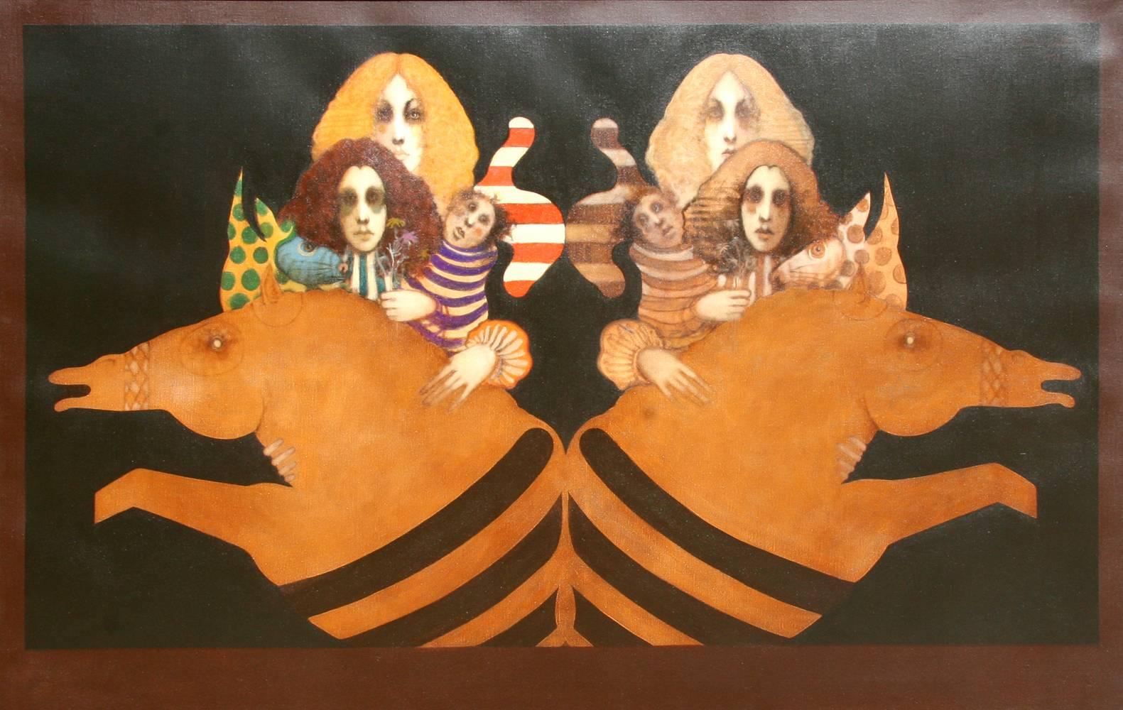 Figurative Painting di Ramone Santiago - Immagine allo specchio, pittura a olio surrealista di Ramon Santiago
