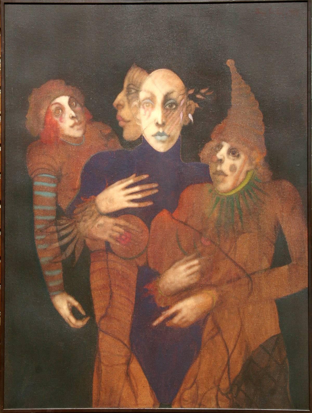 Figurative Painting di Ramone Santiago - Pittura a olio surrealista di grandi dimensioni di Ramon Santiago, dalle mille sfaccettature