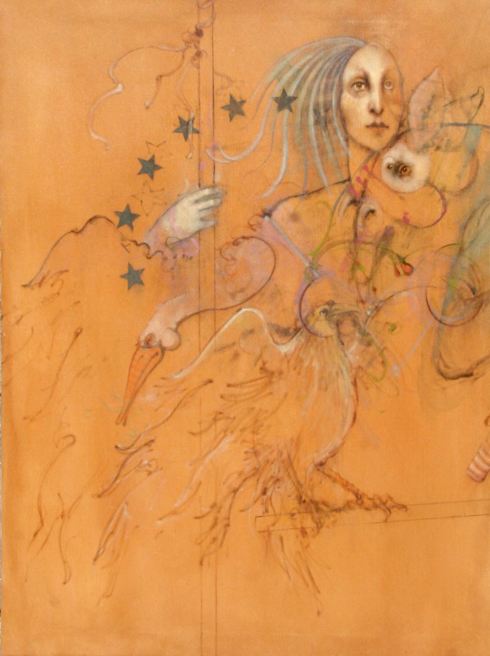 Passato, presente e futuro, trittico pittorico di Ramon Santiago - Painting di Ramone Santiago