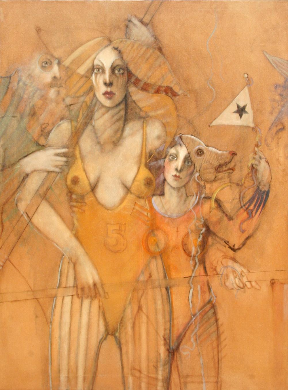 Passato, presente e futuro, trittico pittorico di Ramon Santiago - Painting Contemporaneo di Ramone Santiago