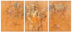 Past, Present and Future, Painting Triptych by Ramon Santiago