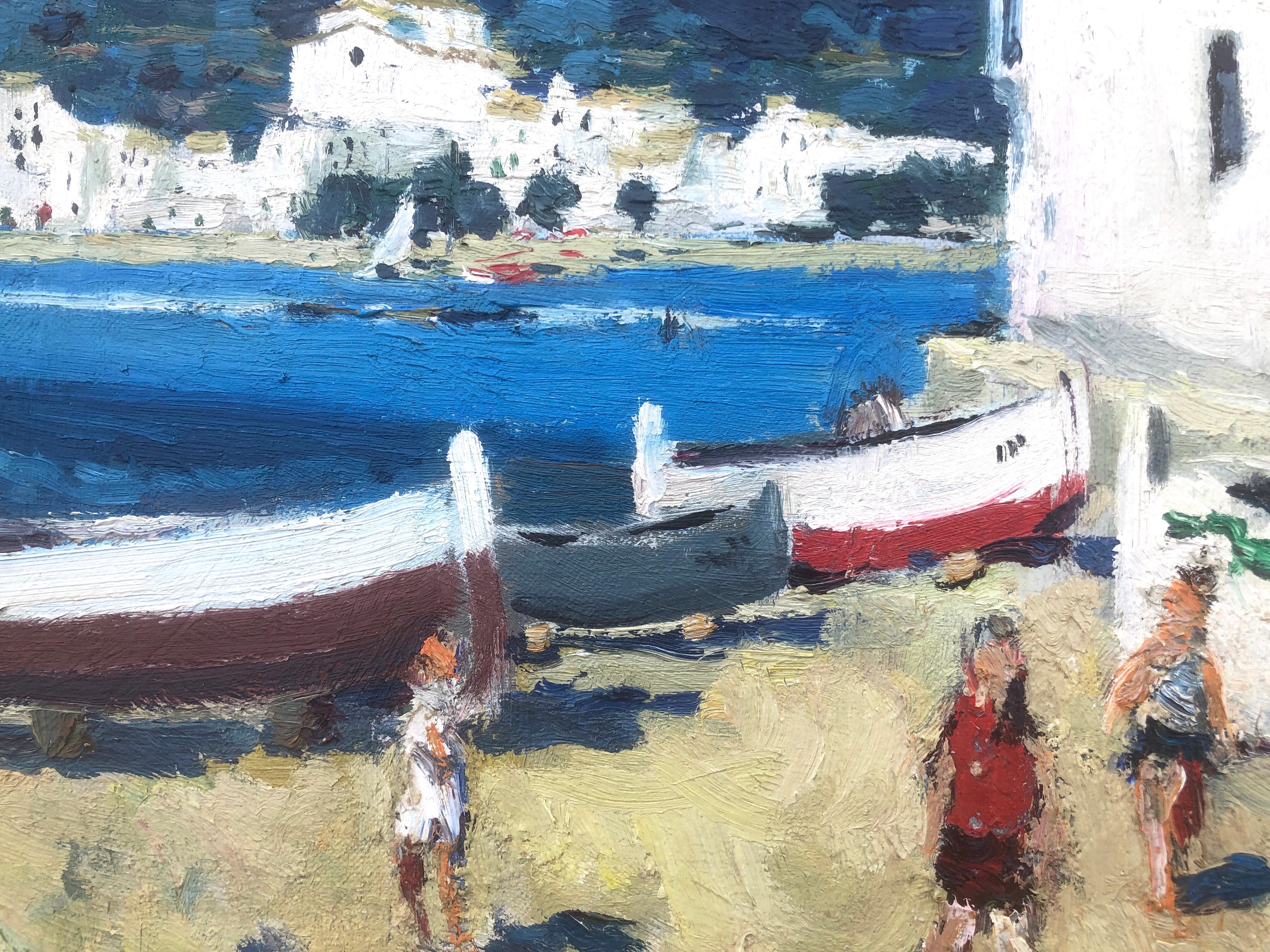 Cadaques Espagne huile sur toile peinture paysage marin méditerranéen espagnol en vente 1