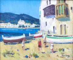 Cadaques Spain oil on canvas painting spanish mediterranean seascape