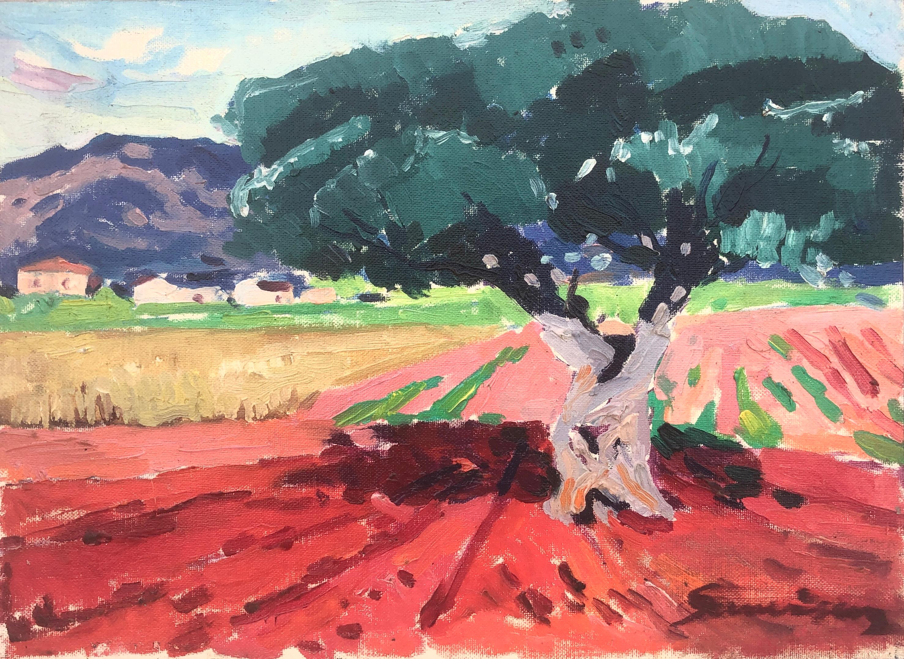 Ramon Sanvisens Marfull Landscape Painting - Spanish landscape oil painting Spain Sitges