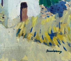 Spanish town oil on canvas painting Spain mediterranean landscape