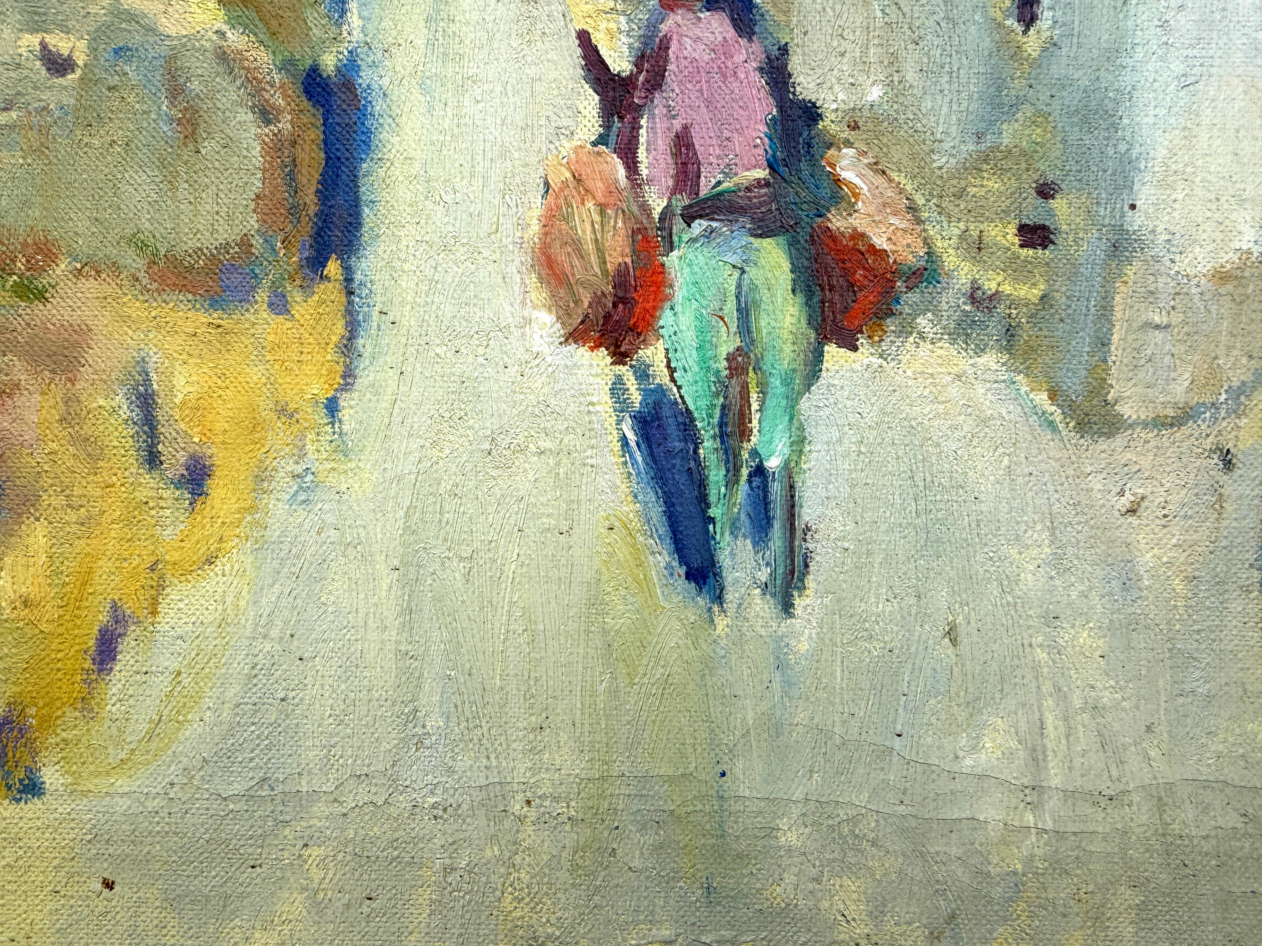 Spanische Stadt Öl auf Leinwand Gemälde Spanien mediterrane Landschaft (Post-Impressionismus), Painting, von Ramon Sanvisens Marfull