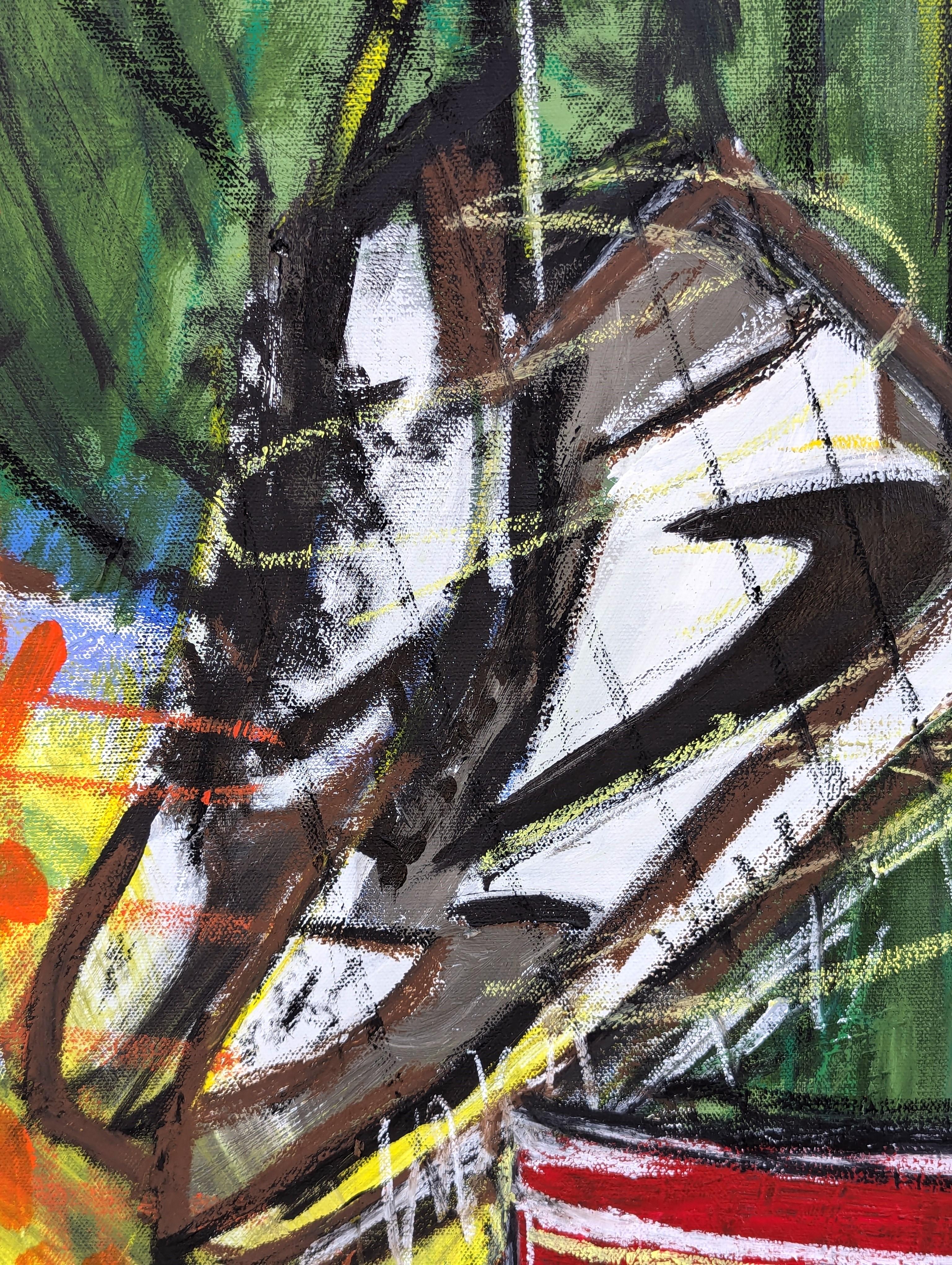Pittura contemporanea colorata astratta con cactus, zuppa di Campbell e luchador in vendita 3