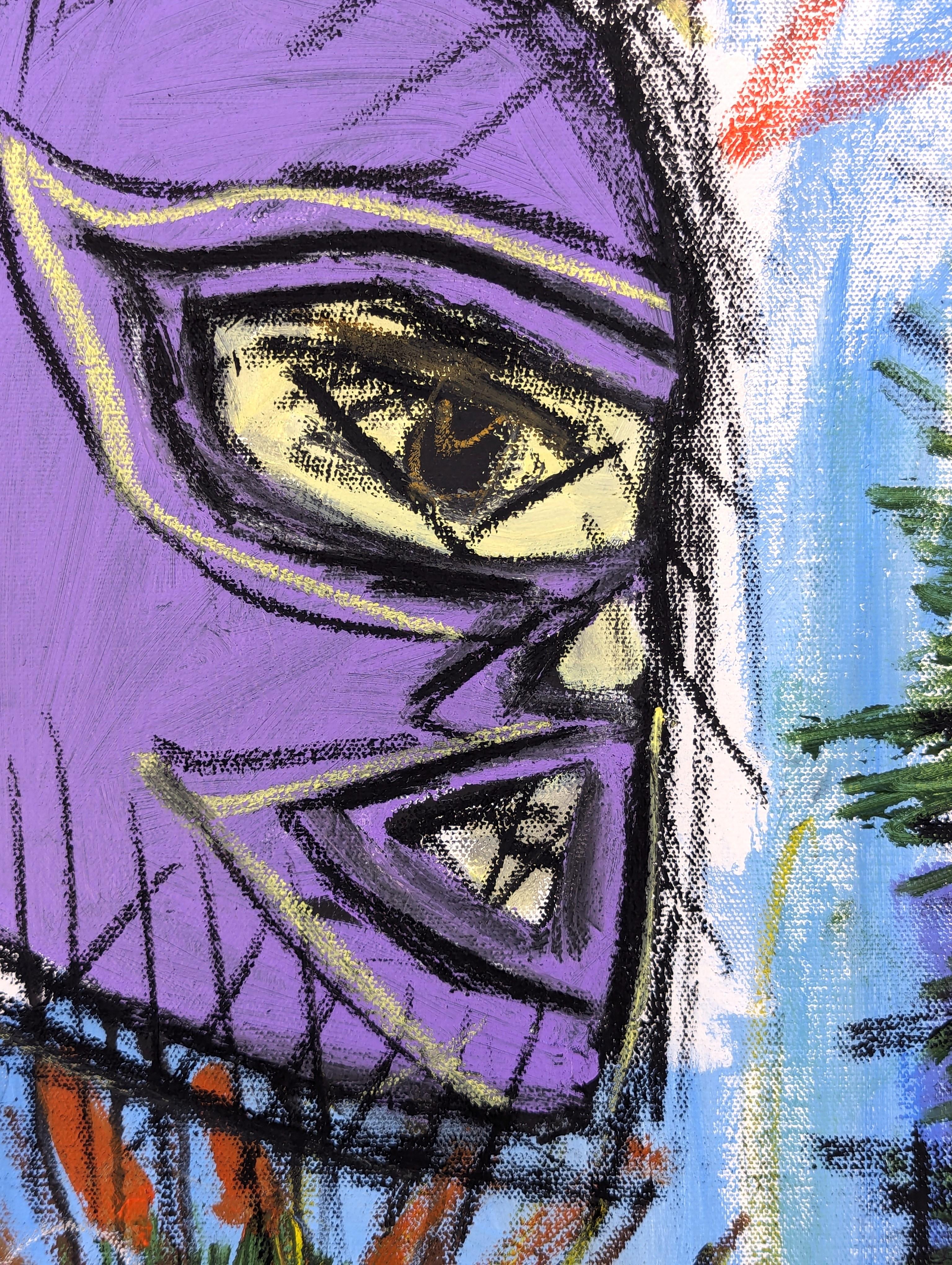 Pittura contemporanea colorata astratta con cactus, zuppa di Campbell e luchador in vendita 4