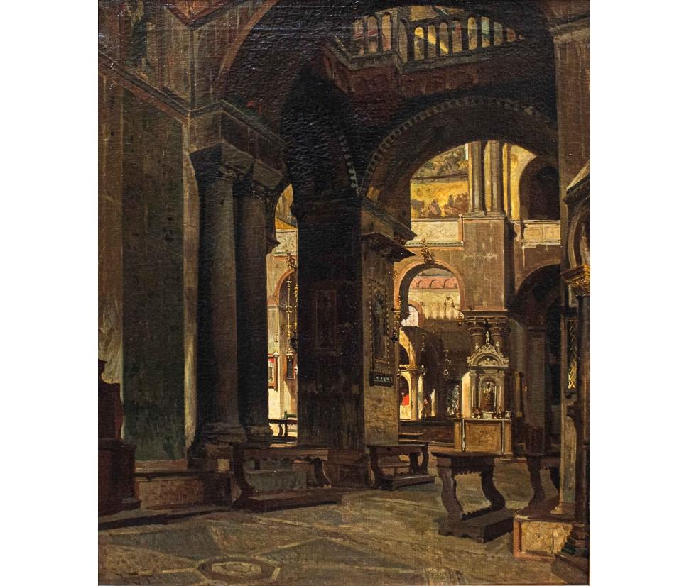 Figurative Painting di Ramon Tusquets Maignon  - Di Ramon Tusquets Maignon, Interno della basilica di San Marco