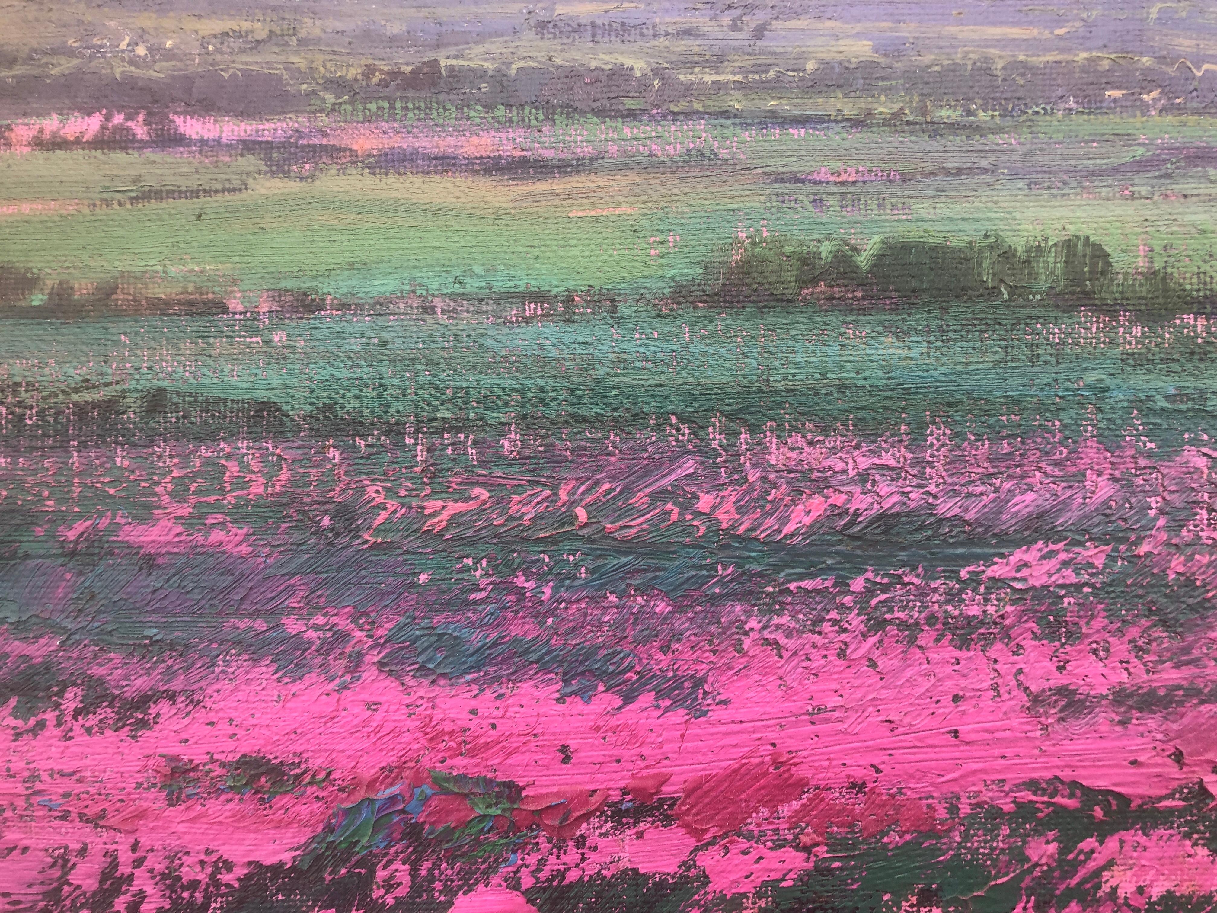 Field of flowers Öl auf Leinwand Gemälde spanische Landschaft, Ölgemälde im Angebot 1