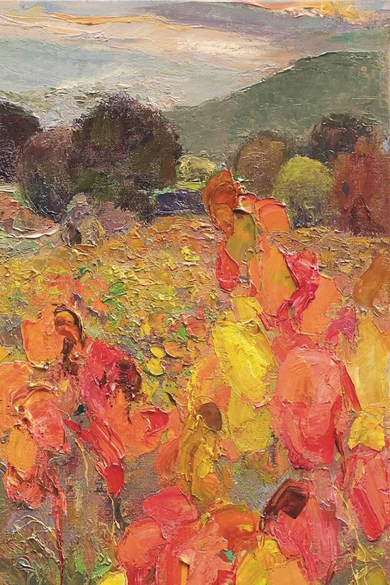 El Sol Funde Amarillo Dorado Sobre el Paisaje (Zeitgenössisch), Painting, von Ramon Vilanova