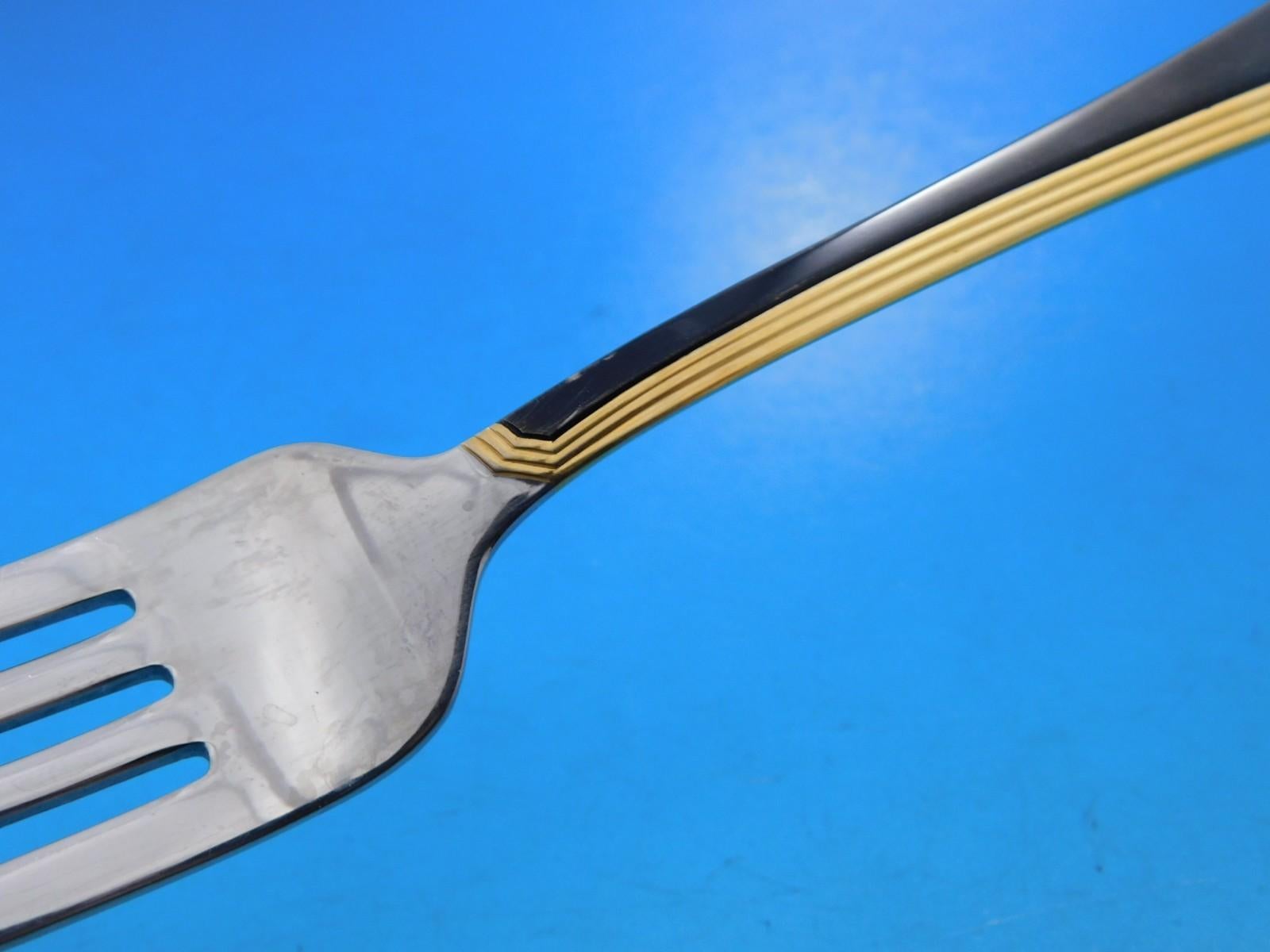 20th Century Ramona by Yamazaki Stainless Steel Gold Accent Black Flatware Service Set 40 pcs For Sale