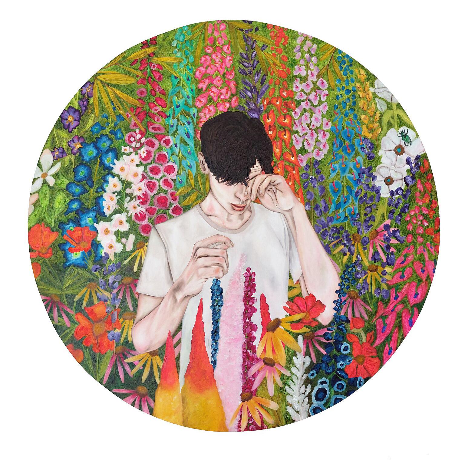 Portrait Painting Ramonn Vieitez de Lima - Le garçon avec une allergie de pollen, peinture figurative
