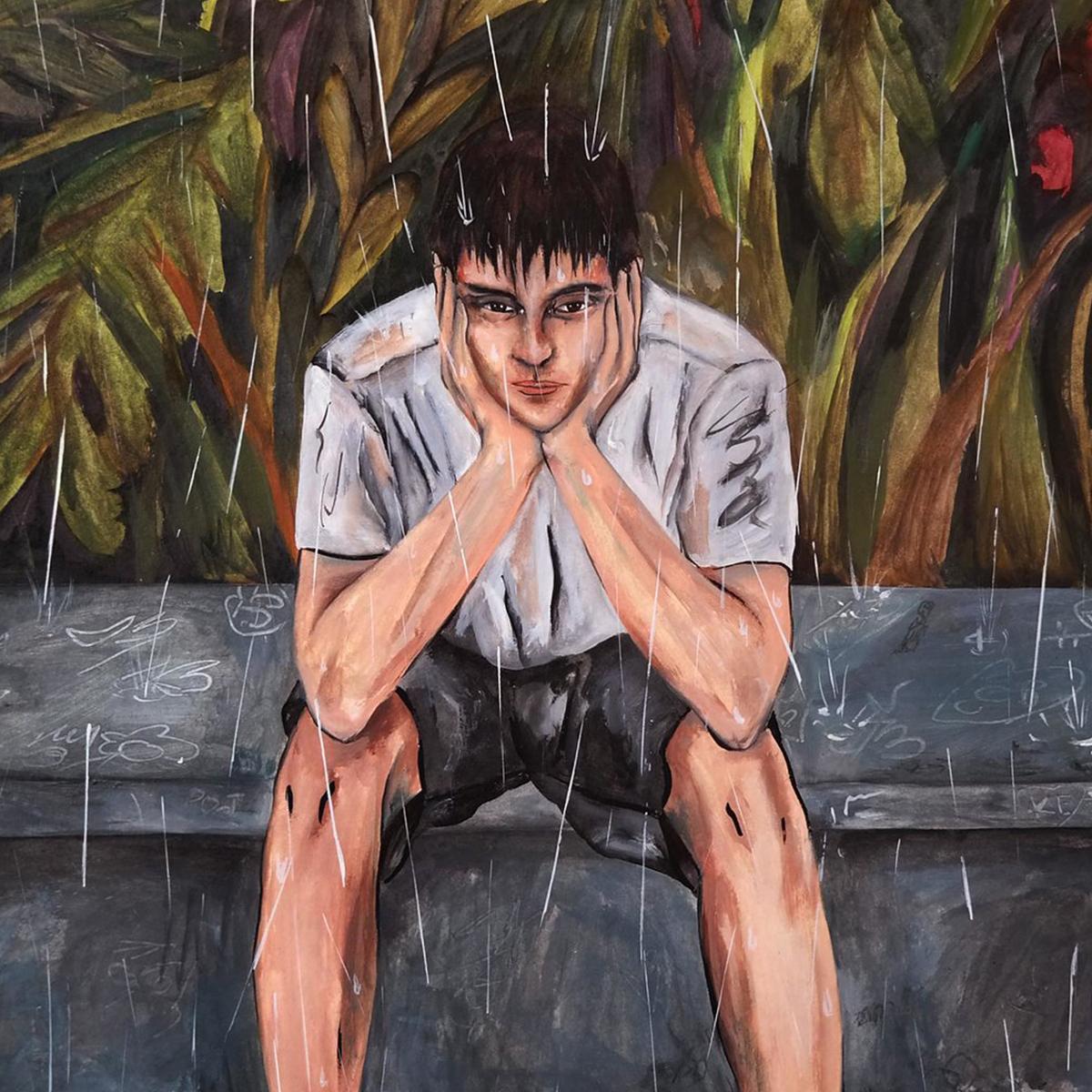 The Rain, Figurative Painting For Sale 1