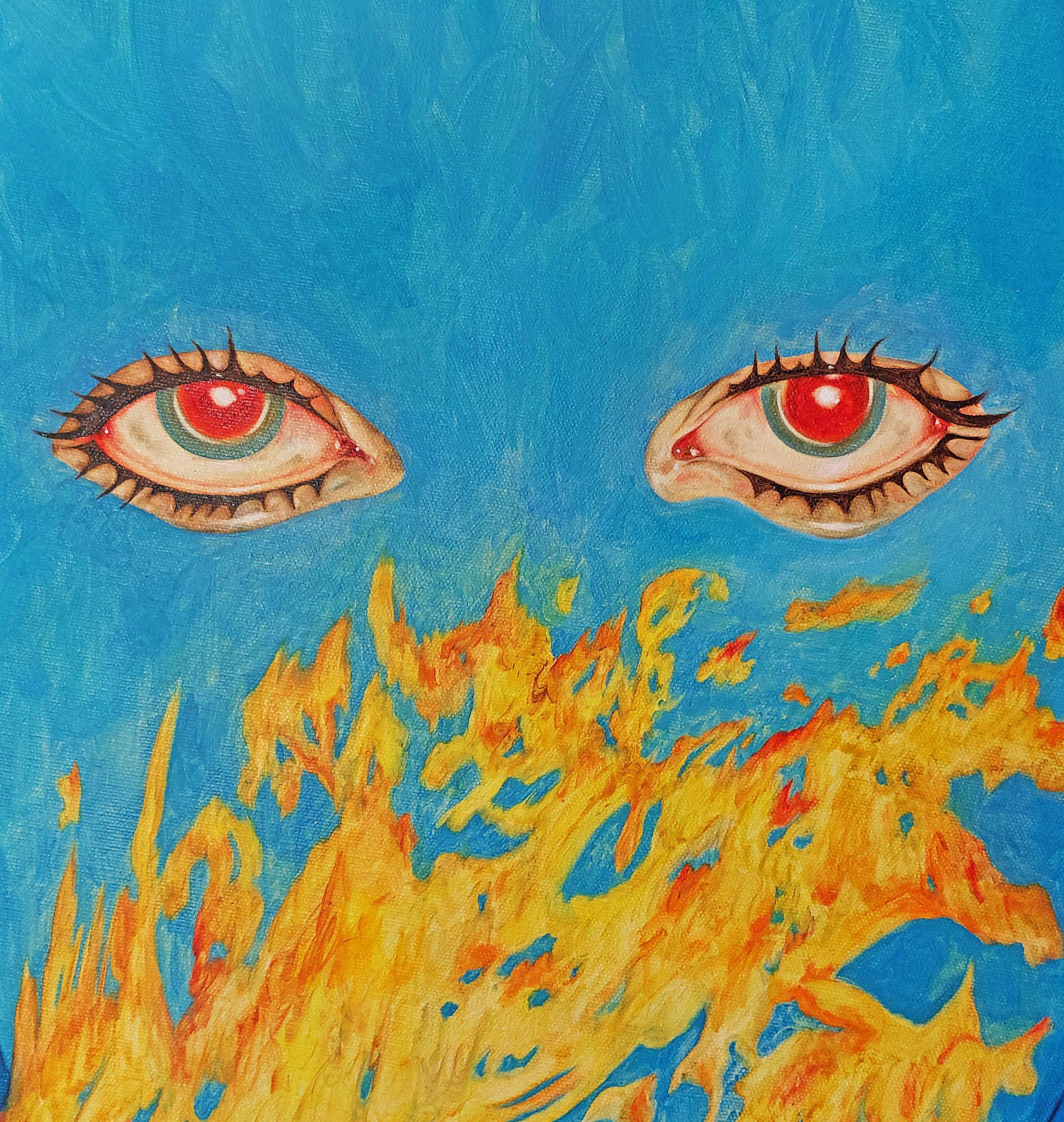 What a lovely way to burn, 2024 by Ramonn Vieitez
Oil on canvas
Size: 31.4 in DM
Signed on the back by the artist
___
Ramonn Vieitez is a self-taught Brazilian artist who primarily utilizes painting as a field of creative possibility, compulsively