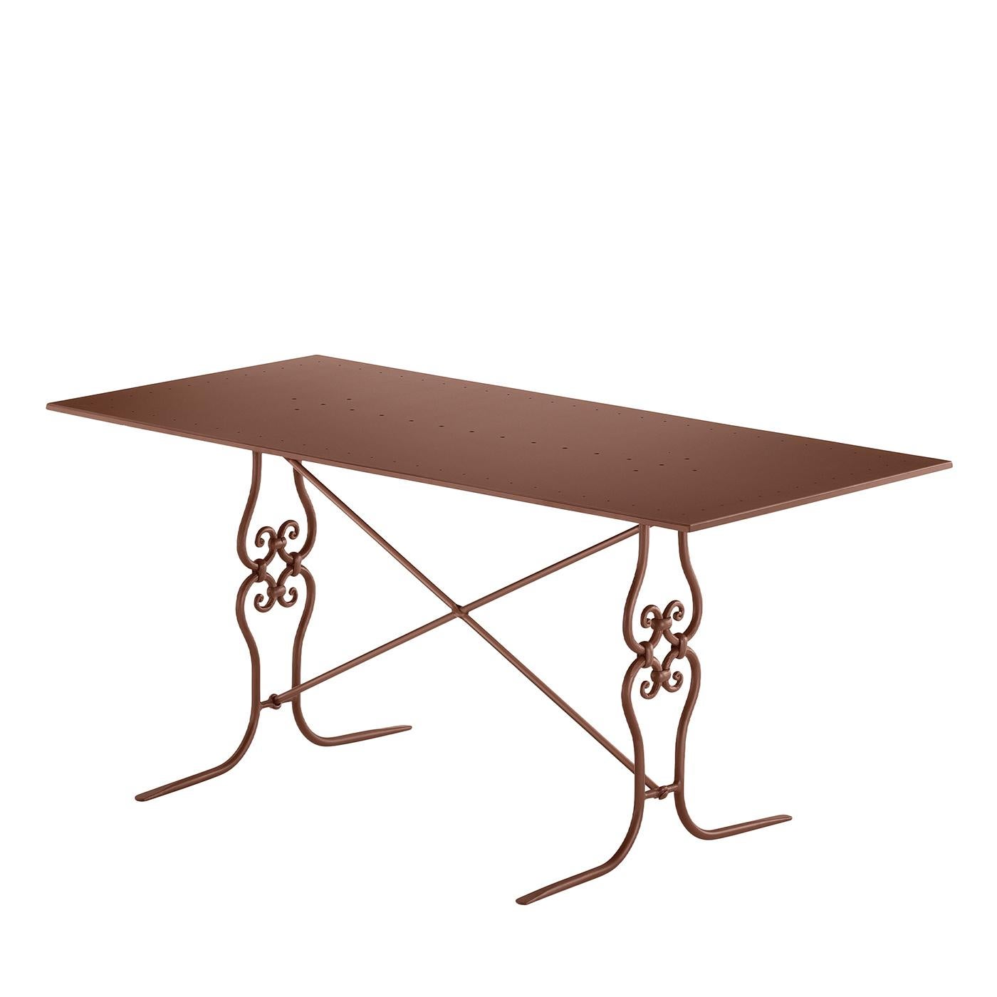 XXIe siècle et contemporain Table d'extérieur Ramorama rectangulaire en fer forgé Light-Brown par Dante Negro en vente