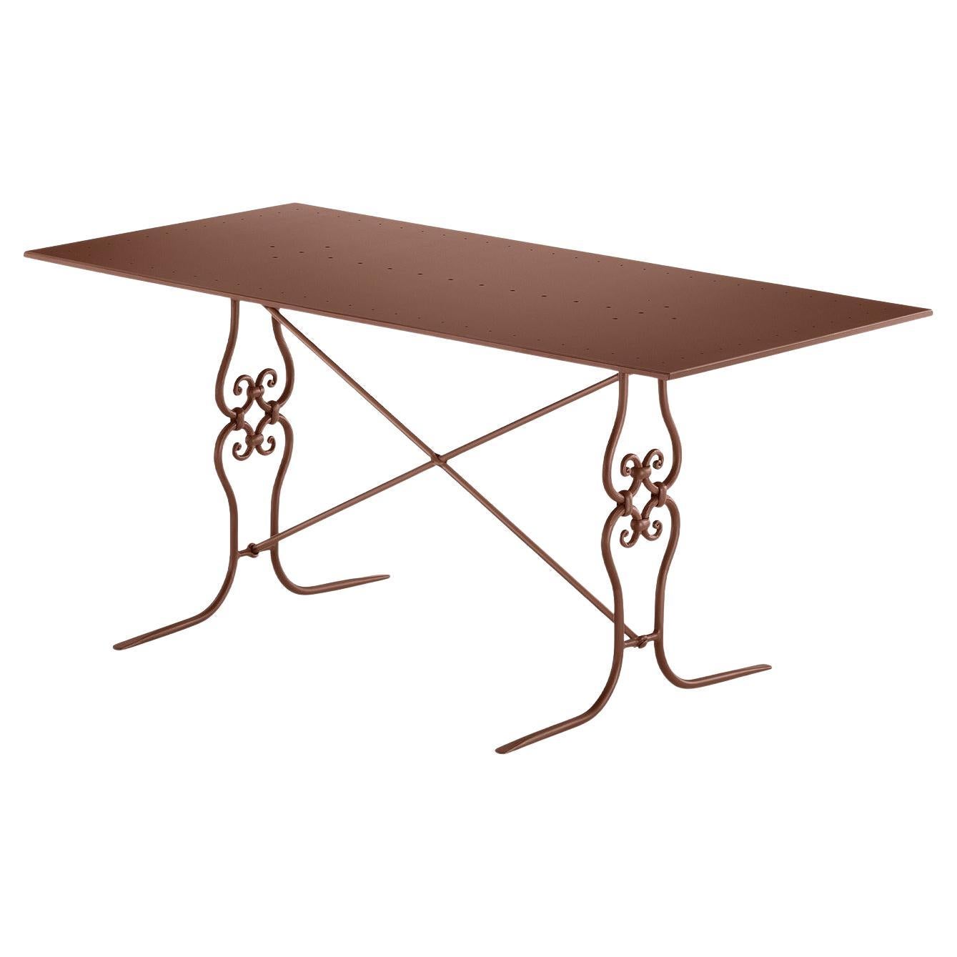 Mesa de exterior rectangular de hierro forjado marrón claro Ramorama de Dante Negro