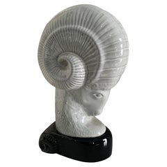 Rams Head Ceramic Sculpture Bookend