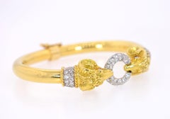 Rams Head Diamond and Gold Bangle/Bracelet