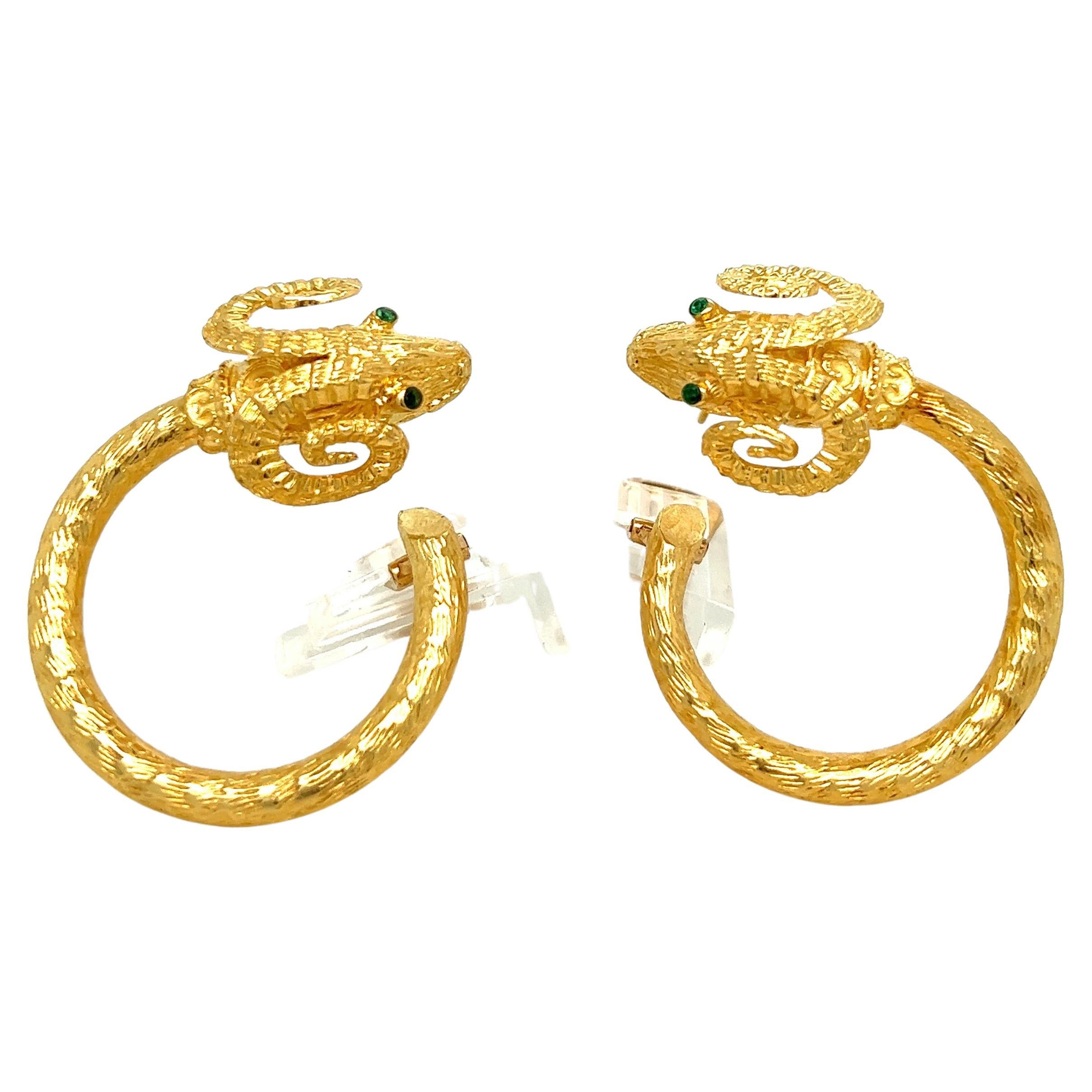 Ram's Head Gold Ear Clips For Sale