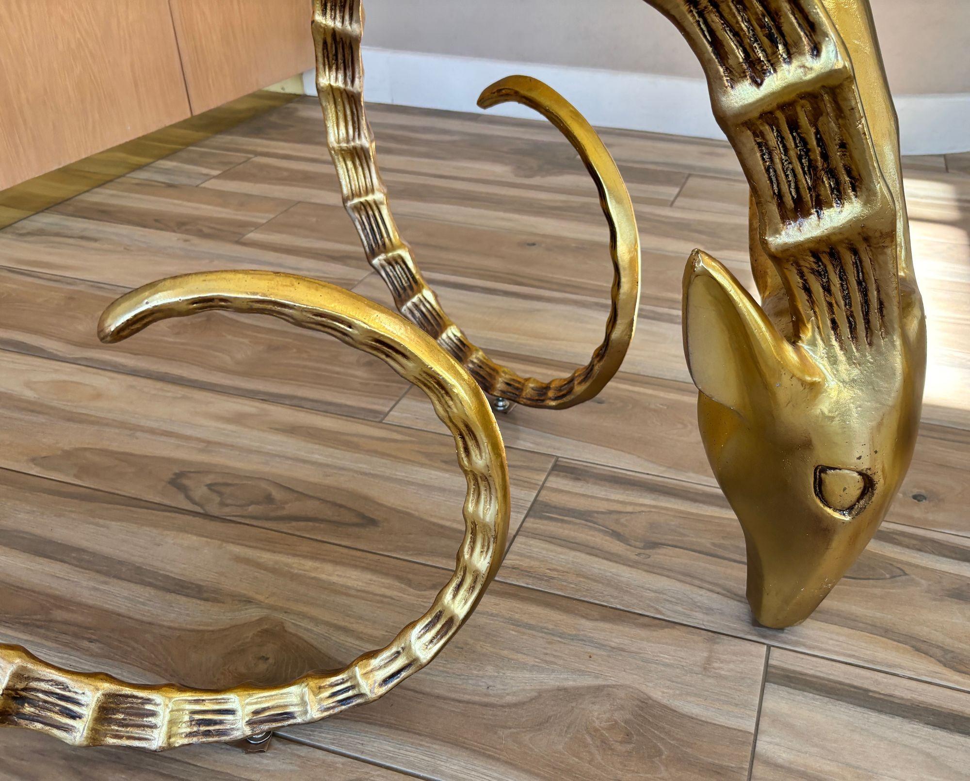 Métal Table de salle à manger en ibex à tête de bélier Hollywood Regency Glam 1970 en vente