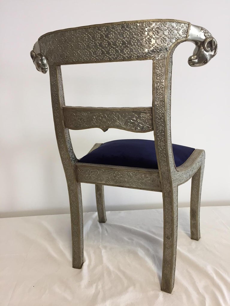 Rams Head Metal Wrapped AngloIndian Regency Style Dowry Wedding Chair