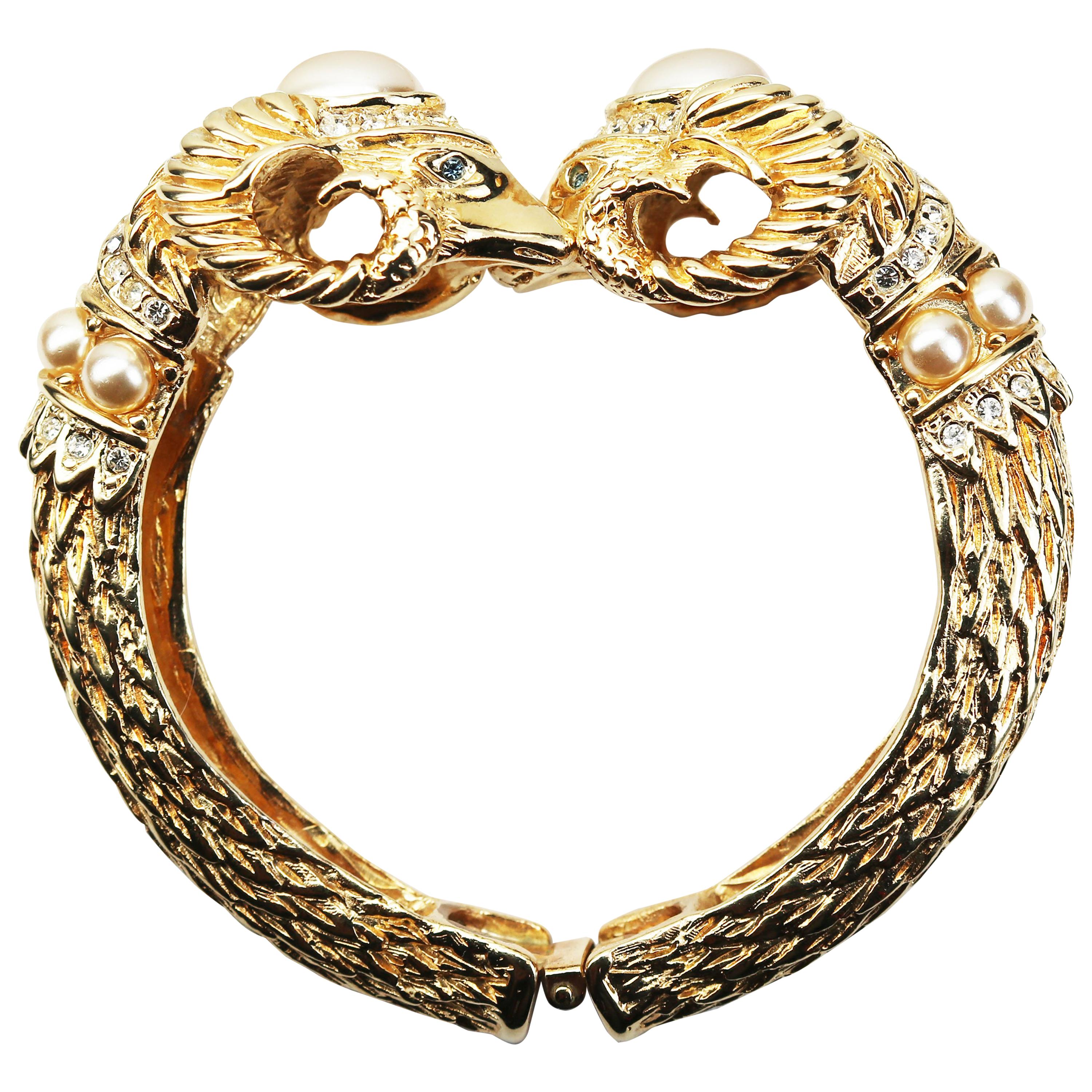Ram
s Head Pearl Embellished Bracelet For Sale