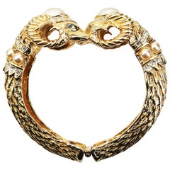 Vintage Ram's Head Pearl Embellished Bracelet