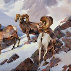 "Rams of the Wind River" Original Oil Painting by Greg Parker