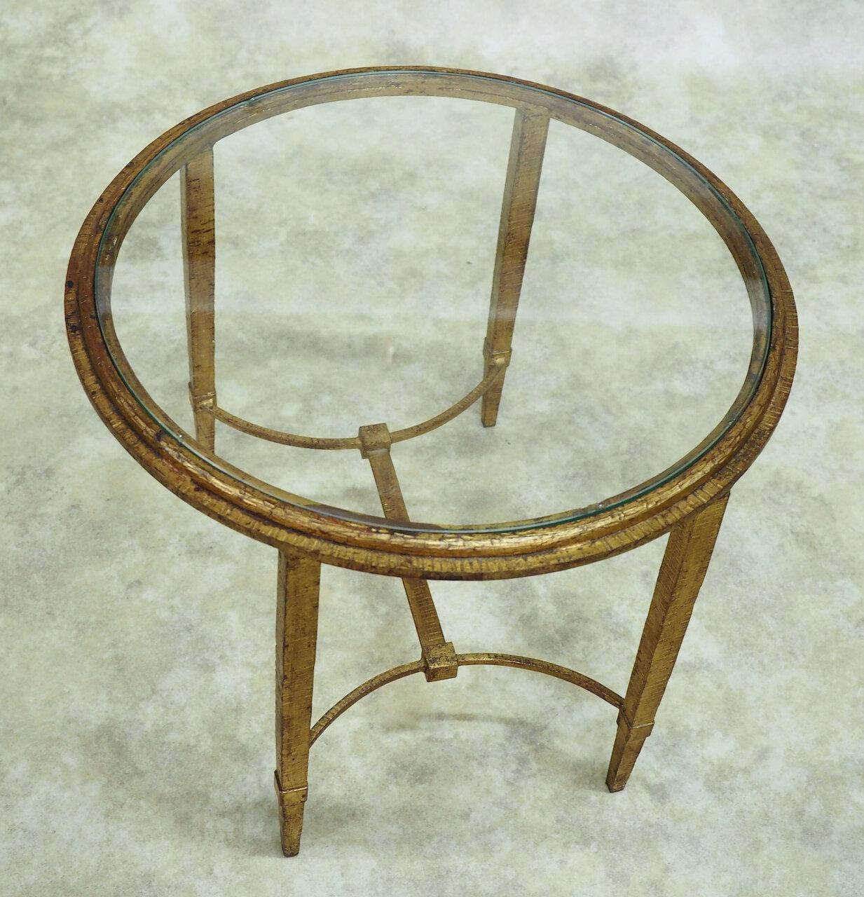Art Deco Ramsay Gilt Iron Round Side Table For Sale