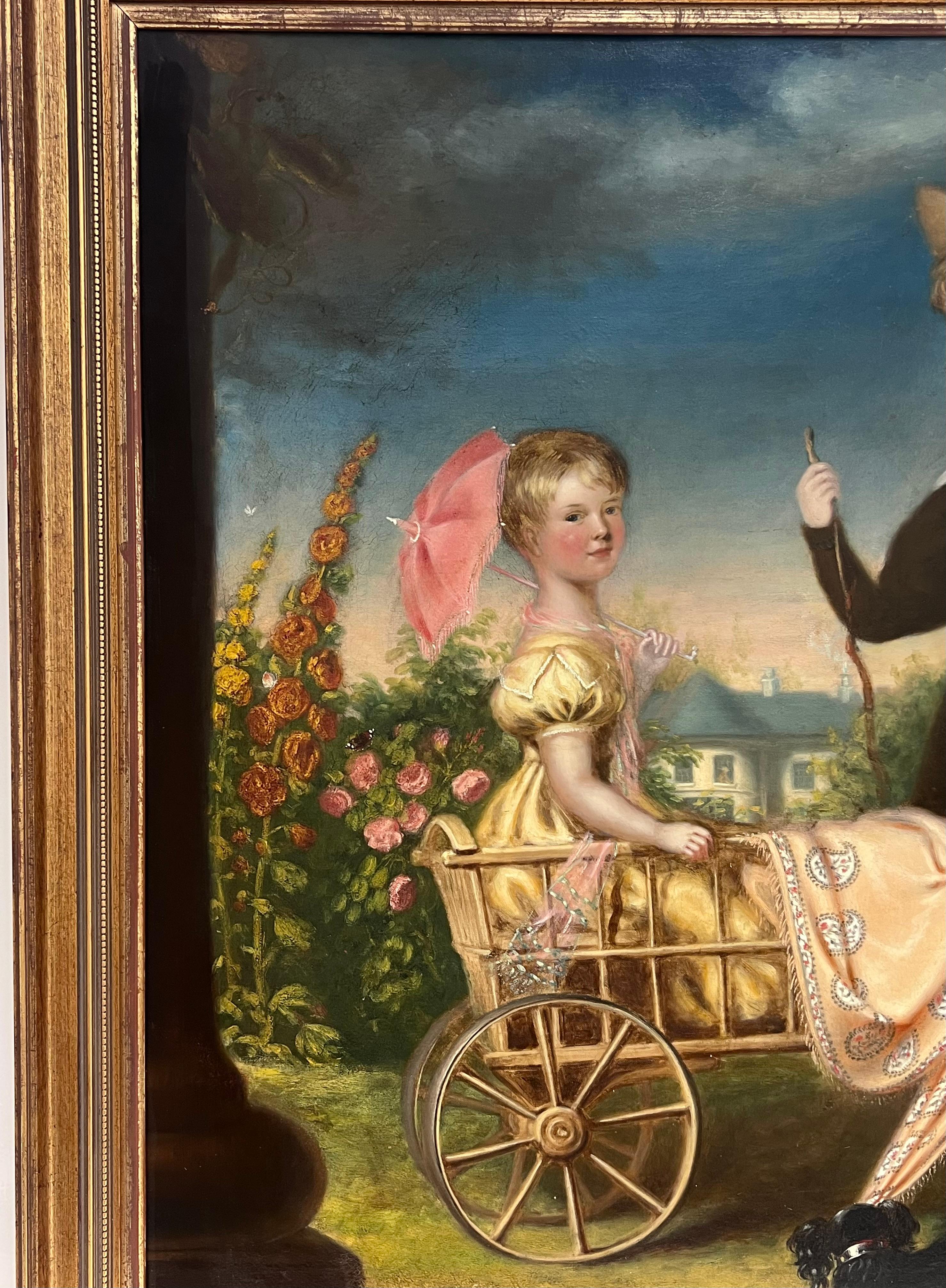 Huge 1800's British Oil Painting Family Portrait Dorset Country House Children For Sale 8