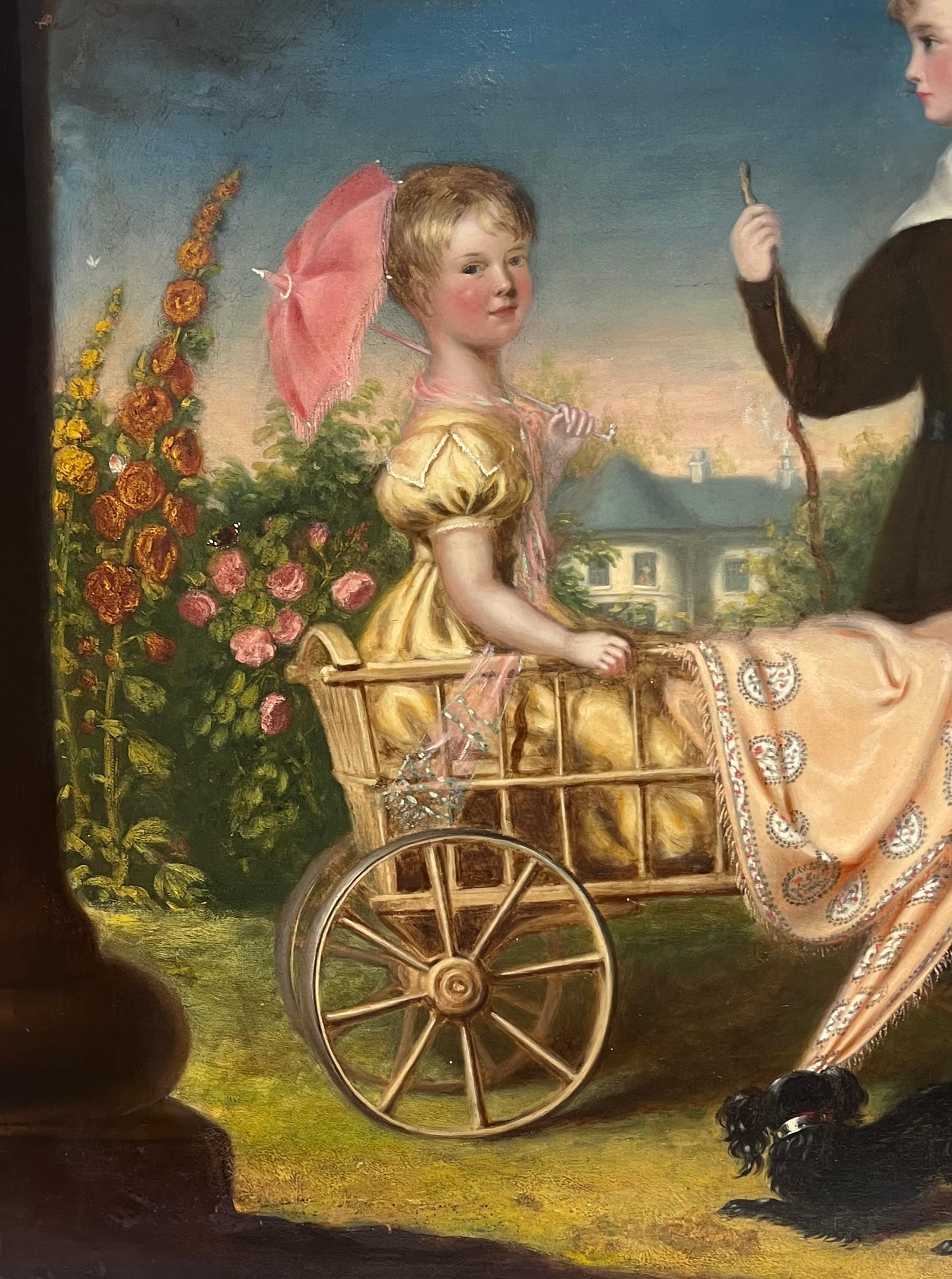 Huge 1800's British Oil Painting Family Portrait Dorset Country House Children For Sale 9