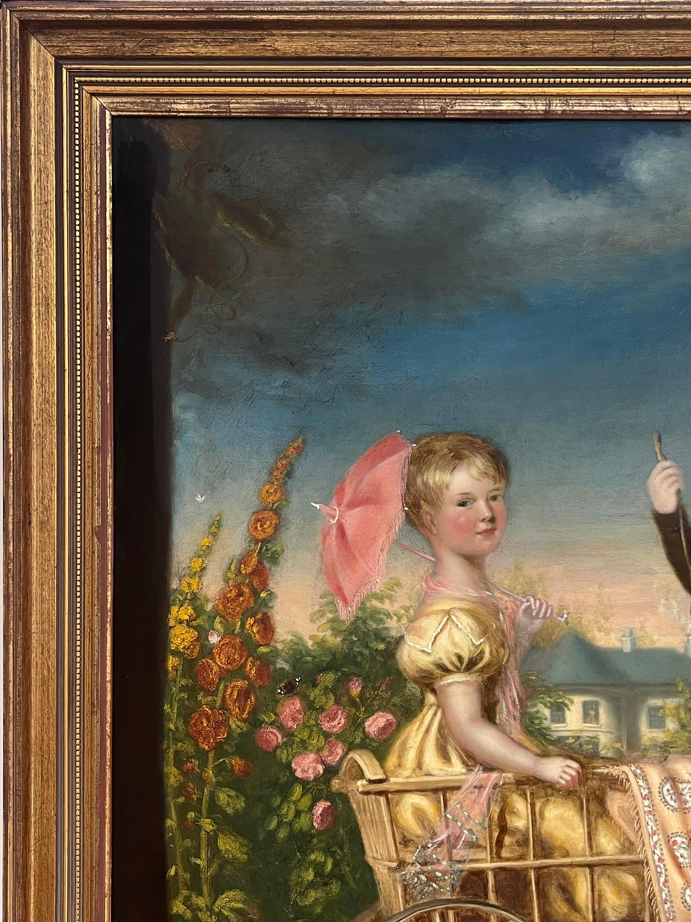 Huge 1800's British Oil Painting Family Portrait Dorset Country House Children For Sale 14