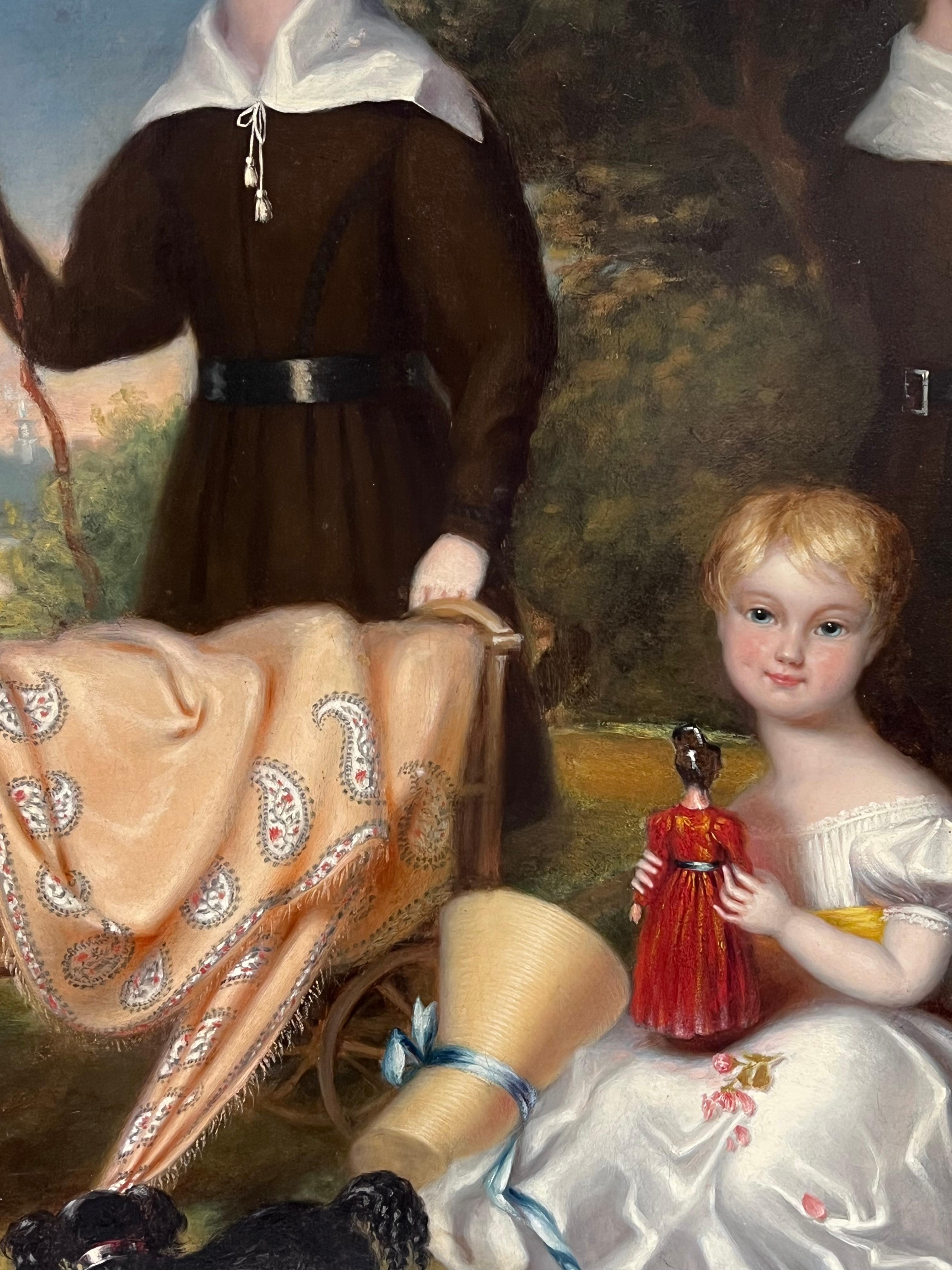 Huge 1800's British Oil Painting Family Portrait Dorset Country House Children For Sale 5