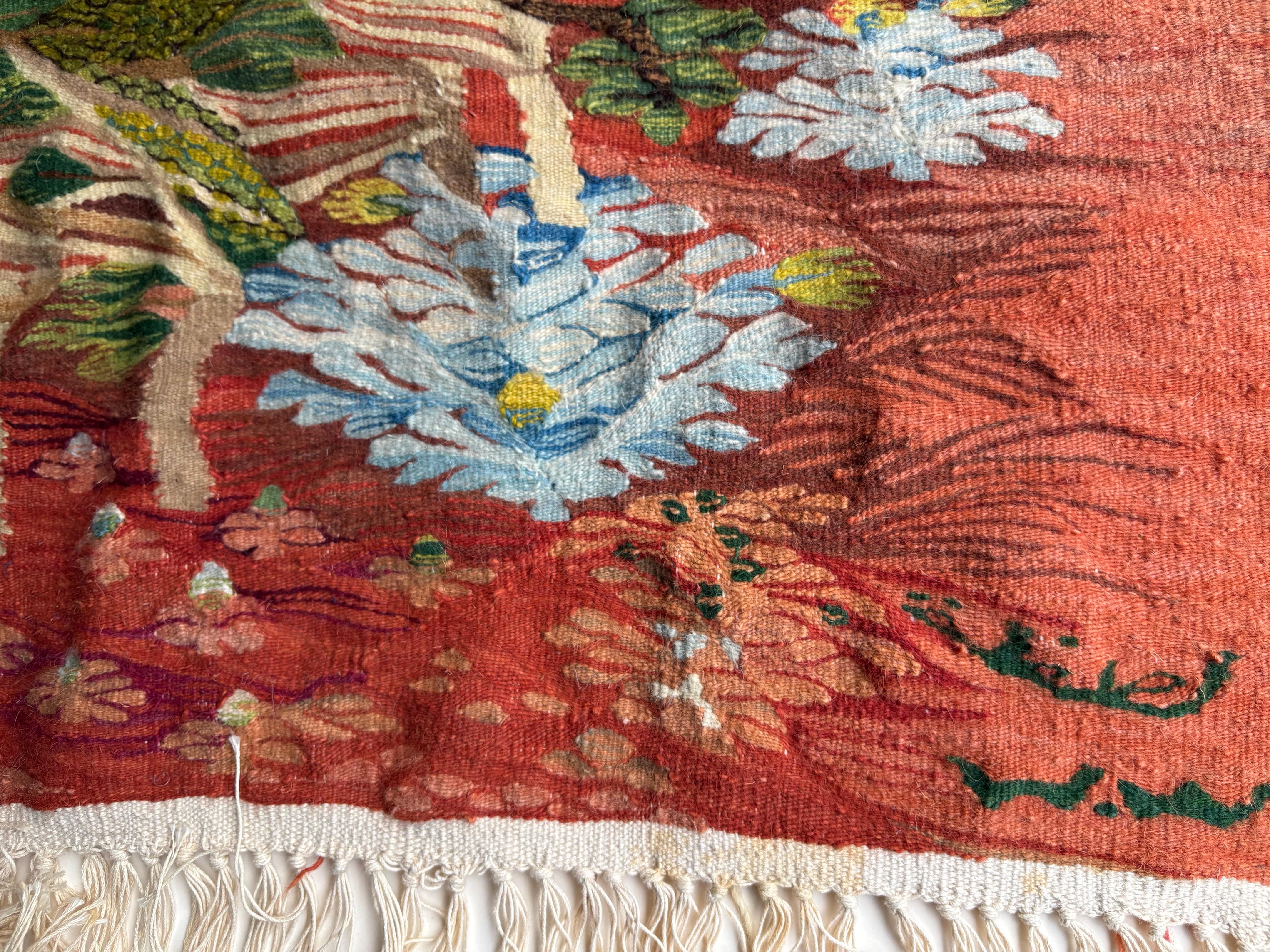 Egyptian Ramses Wissa Wassef wall/ table wool tapestry , signed and label . For Sale