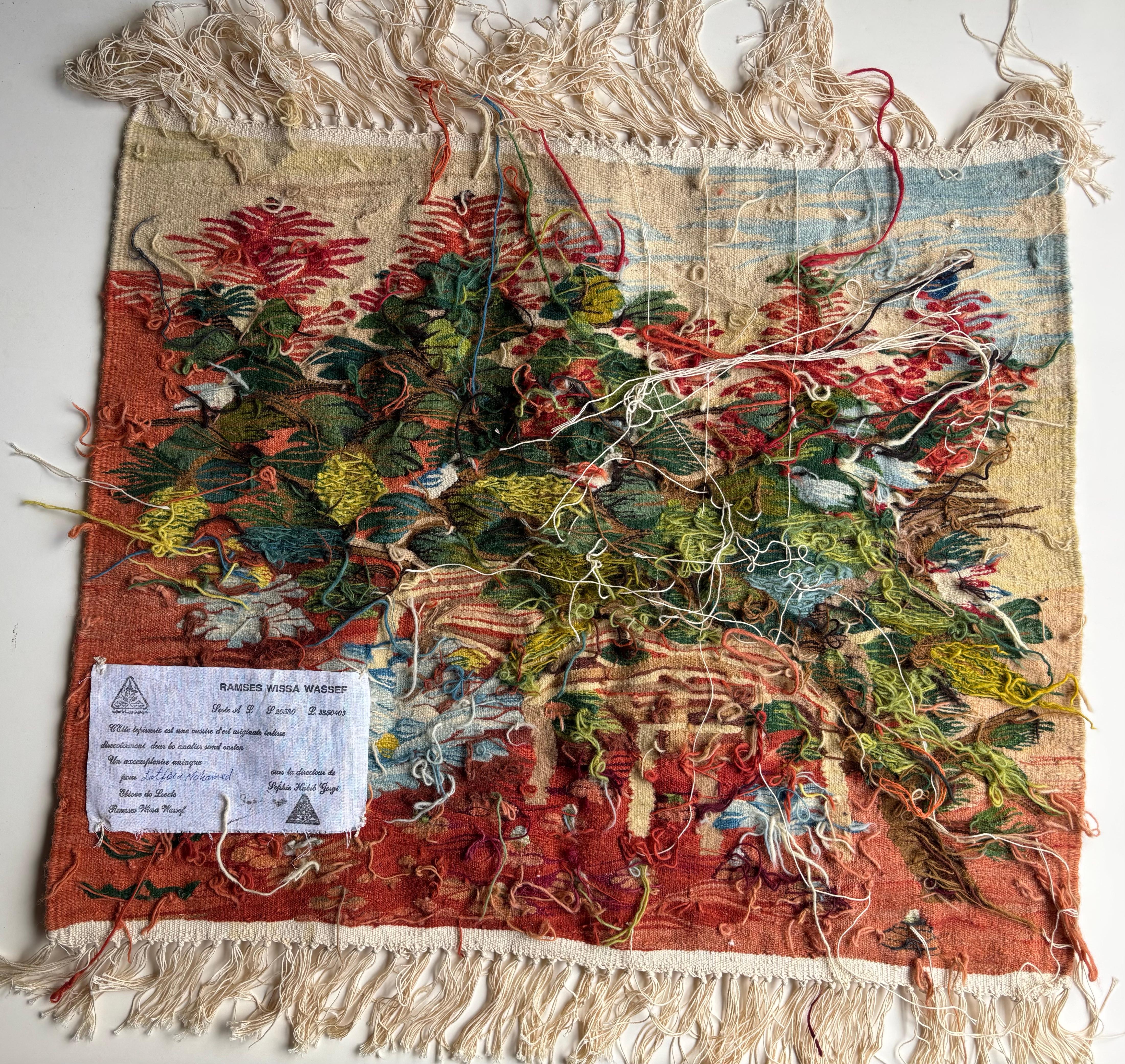Hand-Woven Ramses Wissa Wassef wall/ table wool tapestry , signed and label . For Sale