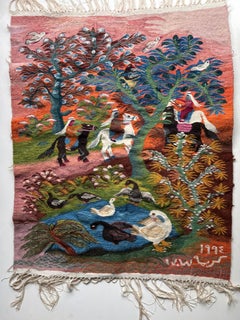 Ramses Wissa Wassef wall wool tapestry , signed Label