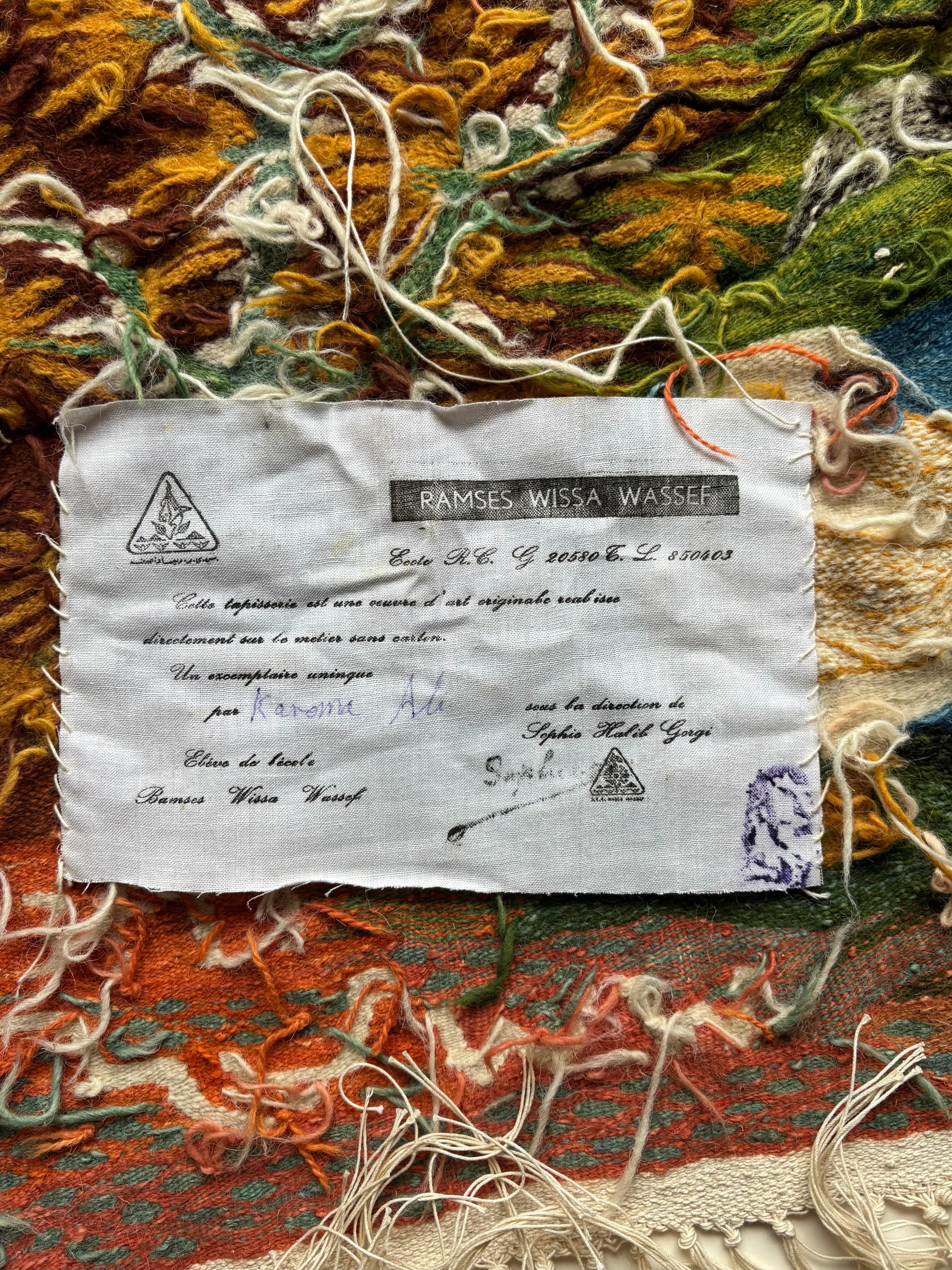 Ramses Wissa Wassef Wandteppich aus Wolle, signiert Label (20. Jahrhundert) im Angebot