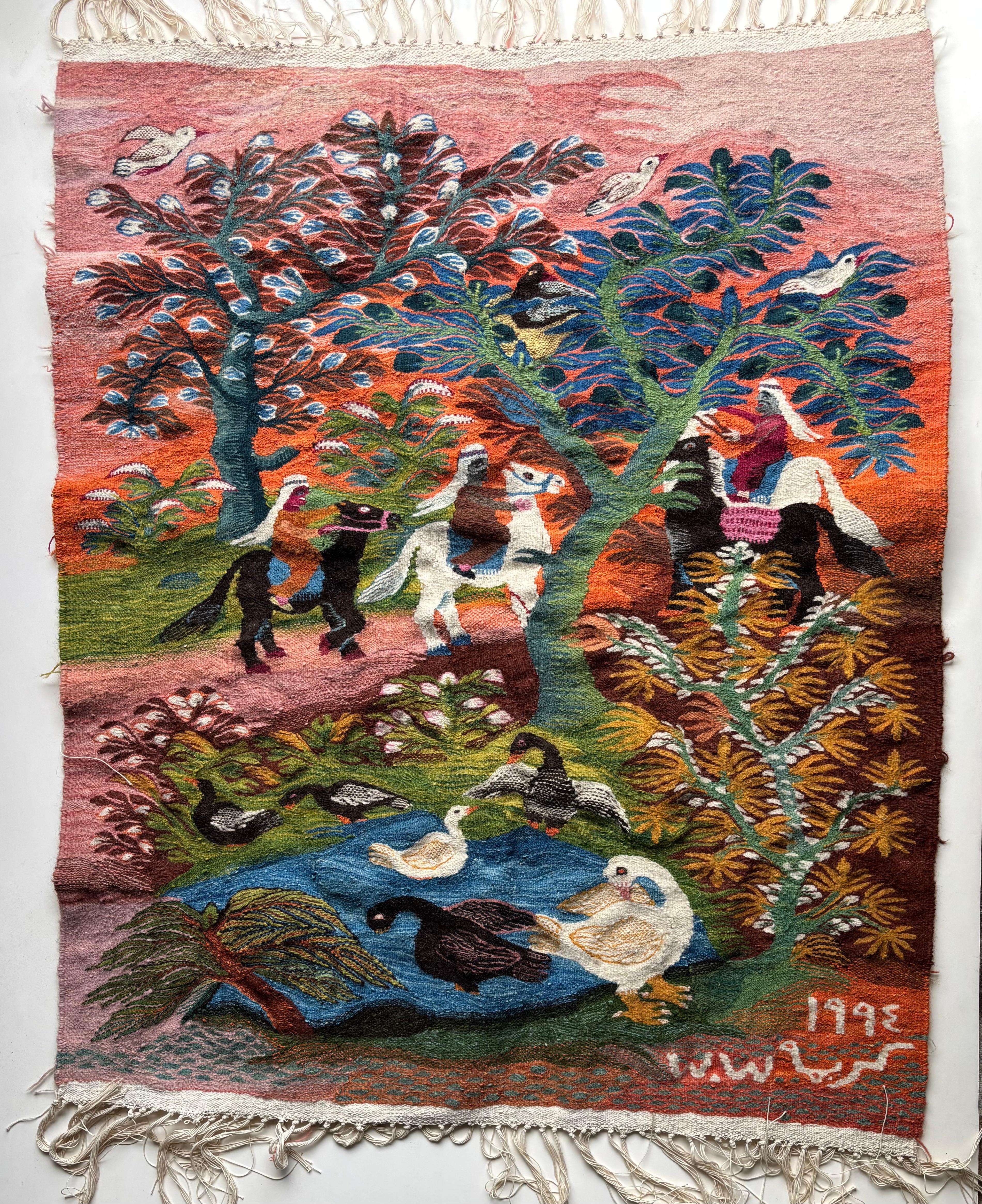 Ramses Wissa Wassef Wandteppich aus Wolle, signiert Label im Angebot 1